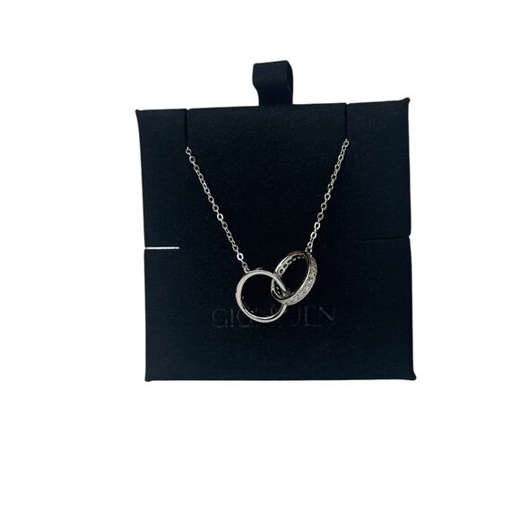 Unbreakable Bond two ring Interlocking Circle Silver Necklace - Picture 3 of 5